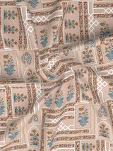 Valatia 100% Cotton 200 TC Karigari Printed Single Bedsheet with 1 Pillow Cover - Brown & Pink