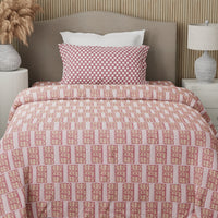 100% Cotton 200 TC Karigari Printed Single Bedsheet with 1 Pillow Cover - Pink - Valatia