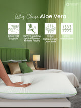 Premium Aloe Vera Pillow - Pack of 1 (69 L cm x 43 W cm) Soothing, Antibacterial Fabric for Restful Sleep
