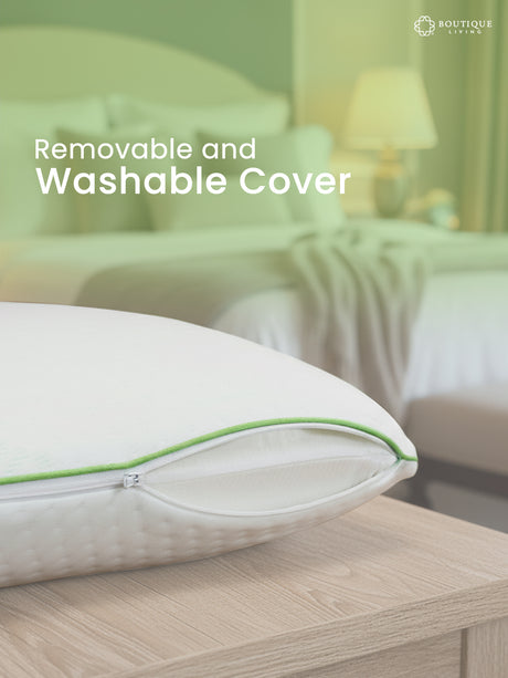 Premium Aloe Vera Pillow - Pack of 1 (69 L cm x 43 W cm) Soothing, Antibacterial Fabric for Restful Sleep