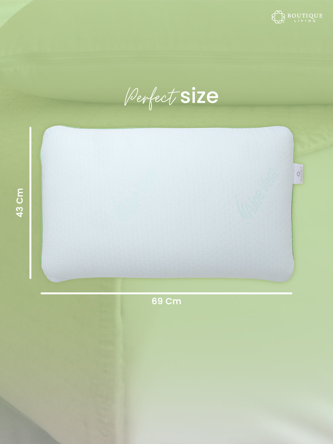 Premium Aloe Vera Pillow - Pack of 1 (69 L cm x 43 W cm) Soothing, Antibacterial Fabric for Restful Sleep
