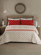 Valatia Gypsy 100% Cotton 200 TC Ethnic Printed King Bedsheet with 2 Pillow Covers - Red & White