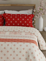Valatia Gypsy 100% Cotton 200 TC Ethnic Printed King Bedsheet with 2 Pillow Covers - Red & White