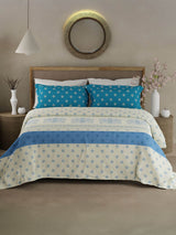 Valatia Gypsy 100% Cotton 200 TC Ethnic Printed King Bedsheet with 2 Pillow Covers - Blue & White