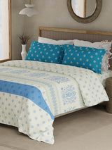 Valatia Gypsy 100% Cotton 200 TC Ethnic Printed King Bedsheet with 2 Pillow Covers - Blue & White
