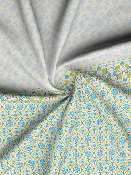 Valatia Gypsy 100% Cotton 200 TC Ethnic Printed King Bedsheet with 2 Pillow Covers - Blue