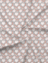 Valatia 100% Cotton 200 TC Grey Floral King Bedsheet with 2 Pillow Covers