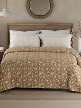 Valatia 100% Cotton 200 TC Brown Floral King Bedsheet with 2 Pillow Covers