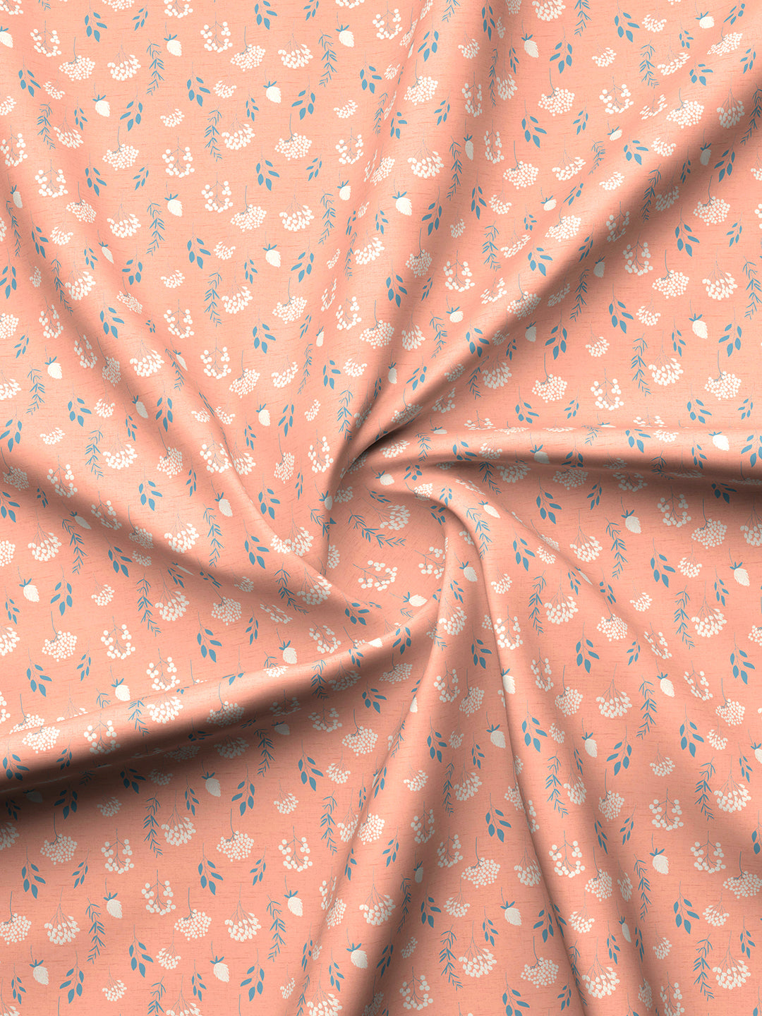 Valatia 100% Cotton 200 TC Peach Floral King Bedsheet with 2 Pillow Covers