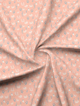 Valatia 100% Cotton 200 TC Peach Floral King Fitted Bedsheet with 2 Pillow Covers