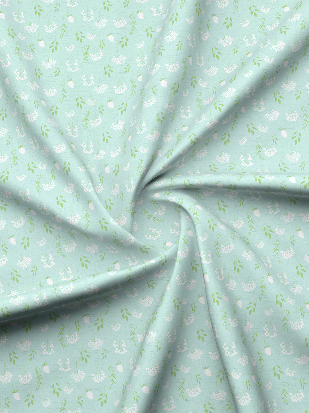 Valatia 100% Cotton 200 TC Green Floral King Fitted Bedsheet with 2 Pillow Covers