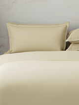 100% Cotton, 300 TC | King Size Bedding Set | 1 Bedsheet with 1 Duvet Cover & 4 Pillow Covers | Emblem Collection - Beige