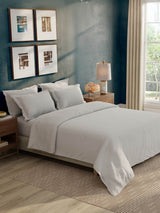 100% Cotton 300 TC, King Size Dyed Bedsheet with 1 Duvet Cover and 4 Pillow Covers, Emblem Collection - Oyester Mushroom