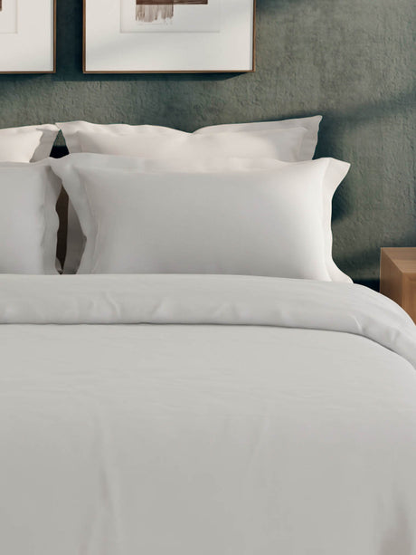 100% Cotton 300 TC, King Size Dyed Bedsheet with 1 Duvet Cover and 4 Pillow Covers, Emblem Collection - Oyester Mushroom