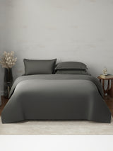 100% Cotton, 300 TC | King Size Bedding Set | 1 Bedsheet with 1 Duvet Cover & 4 Pillow Covers | Emblem Collection - Grey