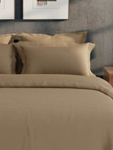 100% Cotton 300 TC, King Size Dyed Bedsheet with 1 Duvet Cover and 4 Pillow Covers, Emblem Collection - Caribou