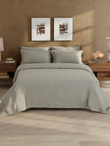100% Cotton 300 TC, King Size Dyed Bedsheet with 1 Duvet Cover and 4 Pillow Covers, Emblem Collection - Steeple Gray