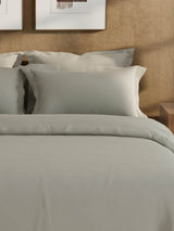 100% Cotton 300 TC, King Size Dyed Bedsheet with 1 Duvet Cover and 4 Pillow Covers, Emblem Collection - Steeple Gray