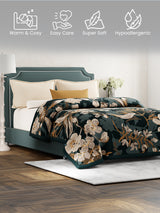 Perfect for Winter Season, Grey Floral 100% Polyester Double Size Blanket (Platinum Pulse Collection)