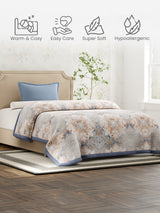 Single Size 2-Ply Blanket for Mild Winter, Blue & White Printed (2.20 L m x 1.60 W m), Gardenia Augusta