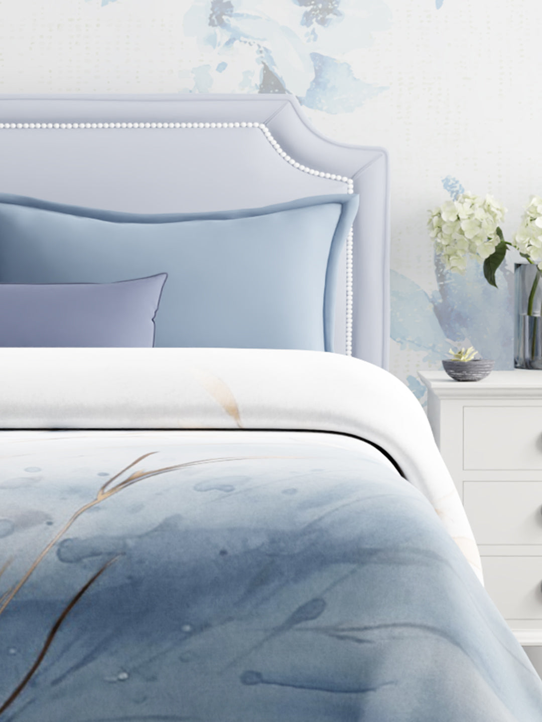 Perfect for Winter Season, Blue Printed 100% Polyester Double Size Blanket (Platinum Pulse Collection)