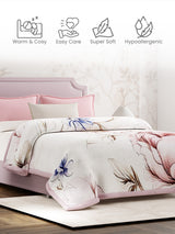 Double Size 3-Ply Blanket for Heavy Winter, Pink Floral, (2.40 m L x 2.20 m W), Luxe Loom