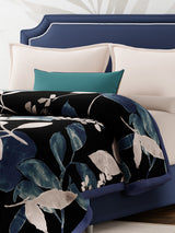 Double Size 3-Ply Blanket for Heavy Winter, Blue Floral, (2.40 m L x 2.20 m W), Luxe Loom