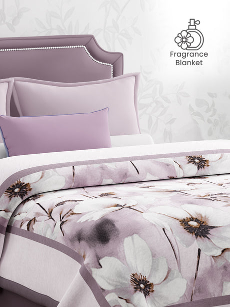 Scented Double Blanket for Heavy Winter, Purple Floral (94 inches L x 87 inches W), Nature Bouquet