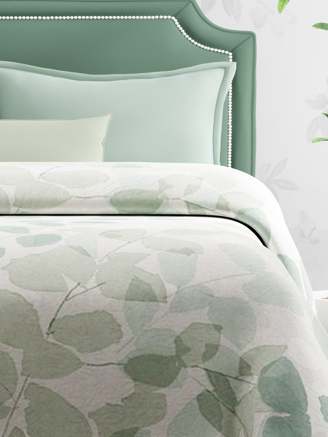 Scented Double Blanket for Heavy Winter, Green Floral (94 inches L x 87 inches W), Nature Bouquet