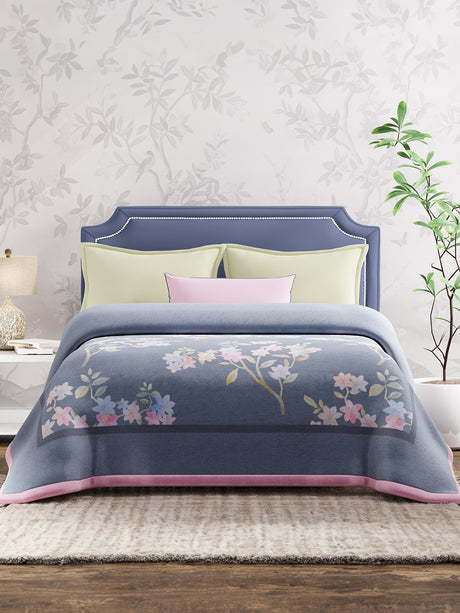 Scented Double Blanket for Heavy Winter, Grey Floral (94 inches L x 87 inches W), Nature Bouquet
