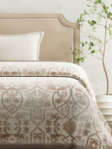 Single Size 2-Ply Blanket for Mild Winter, Beige Printed (2.20 L m x 1.60 W m), Gardenia Augusta