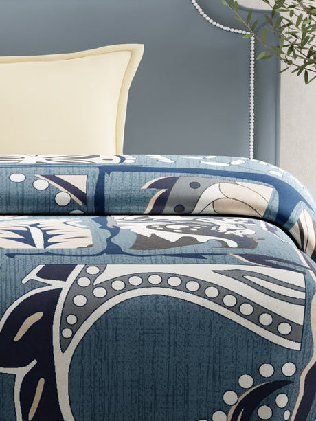 Single Blanket for Mild Winter, Grey Printed (87 inches L x 63 inches W), Embrace