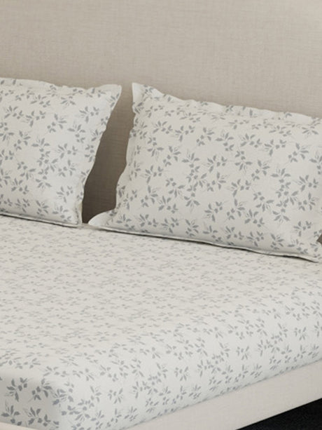 100% Cotton 300 TC, Printed King Bedsheet Set, Cottage Garden