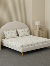 Cottage Garden 100% Cotton 300 TC King Bedsheet with 2 Pillow Covers | Printed Bedsheet Set