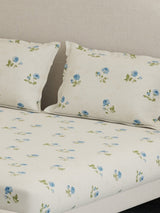 Cottage Garden 100% Cotton 300 TC King Bedsheet with 2 Pillow Covers | Printed Bedsheet Set