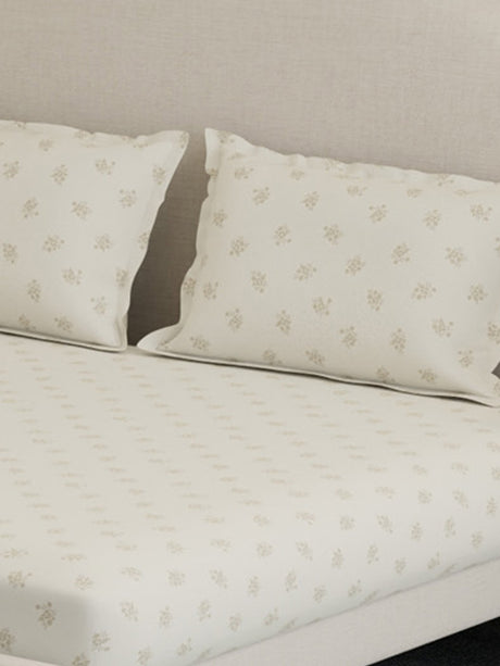 100% Cotton 300 TC, Printed King Bedsheet Set, Cottage Garden
