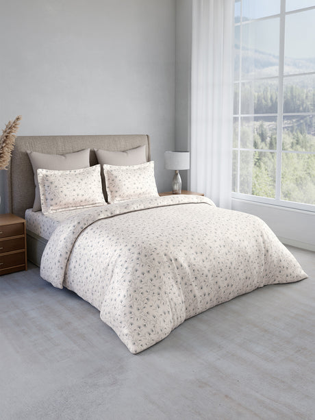 Cottage Garden 100% Cotton 300 TC King Bedsheet with 2 Pillow Covers | Printed Bedsheet Set