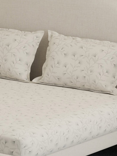 100% Cotton 300 TC, Printed King Bedsheet Set, Cottage Garden