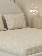 Cottage Garden 100% Cotton 300 TC King Bedsheet with 2 Pillow Covers | Printed Bedsheet Set