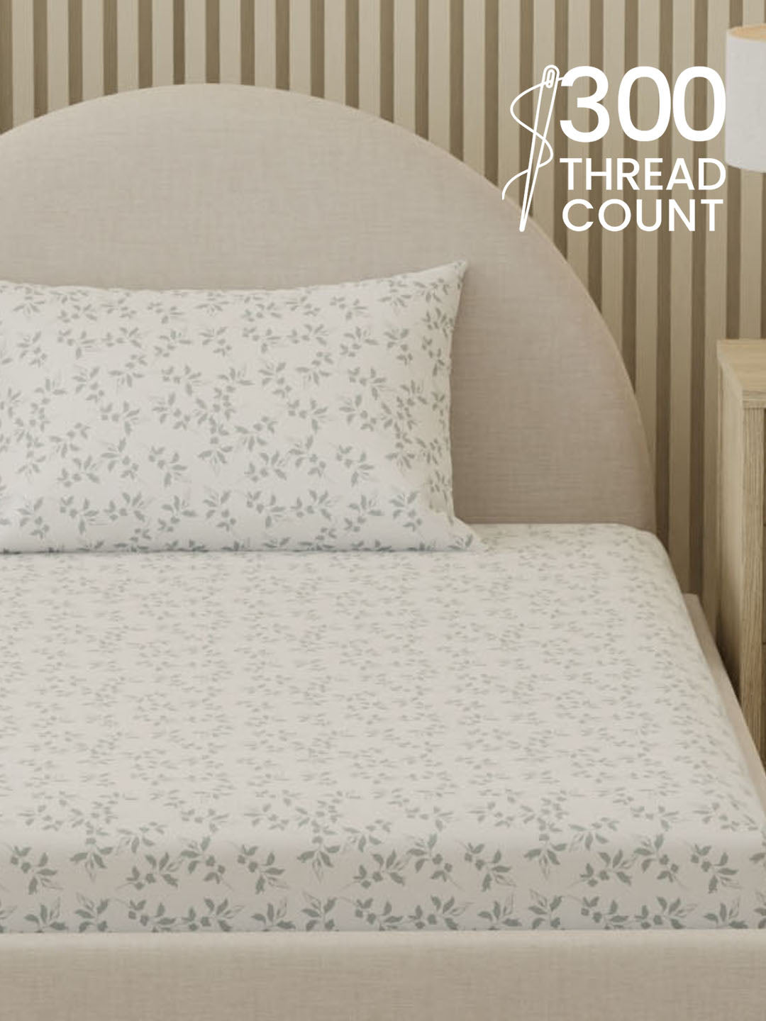 Cottage Garden 100% Cotton 300 TC Single Bedsheet with 1 Pillow Cover | Printed Bedsheet Set