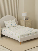 Cottage Garden 100% Cotton 300 TC Single Bedsheet with 1 Pillow Cover | Printed Bedsheet Set