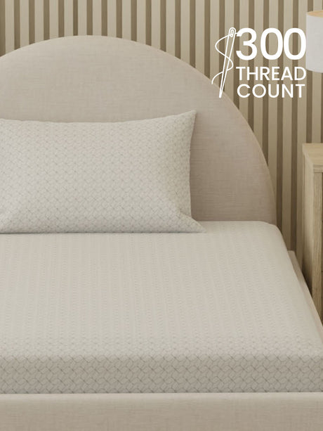 100% Cotton, 300 TC Printed Single Bedsheet Set, Cottage Garden