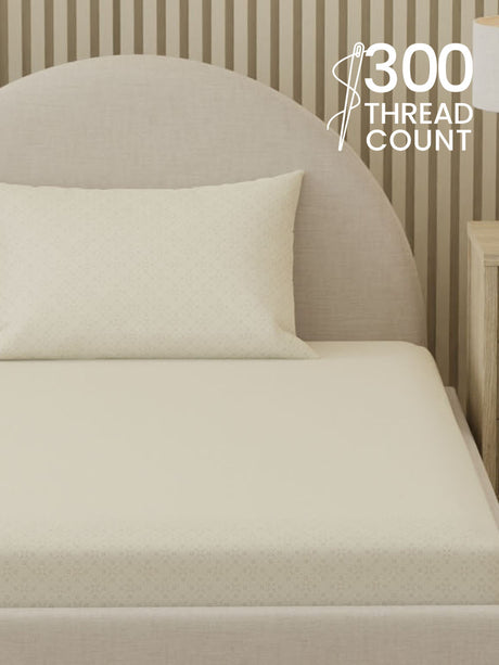 100% Cotton, 300 TC Printed Single Bedsheet Set, Cottage Garden