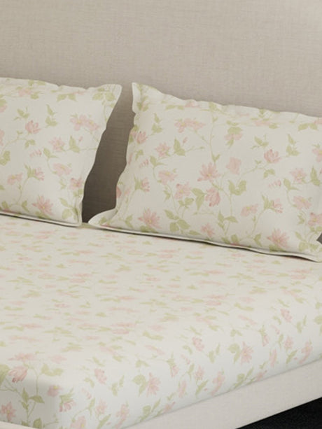 100% Cotton 300 TC, Printed King Bedsheet Set, Cottage Garden