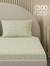 Cottage Garden 100% Cotton 300 TC King Bedsheet with 2 Pillow Covers | Printed Bedsheet Set