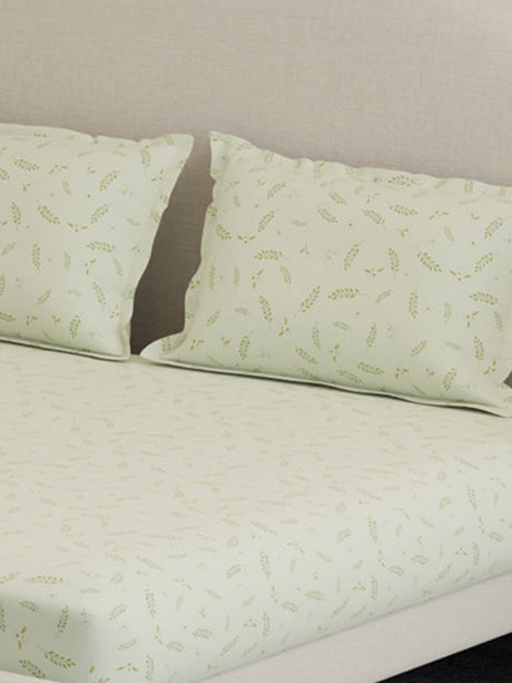 100% Cotton 300 TC, Printed King Bedsheet Set, Cottage Garden