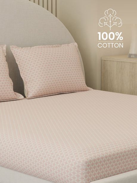 100% Cotton 300 TC, Printed King Bedsheet Set, Cottage Garden