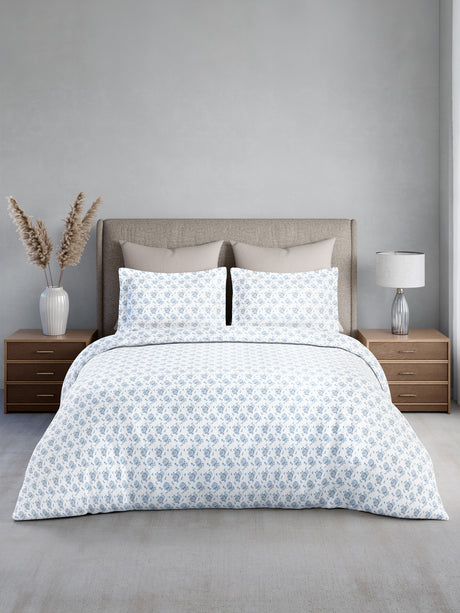 Cottage Garden 100% Cotton 300 TC King Bedsheet with 2 Pillow Covers | Printed Bedsheet Set