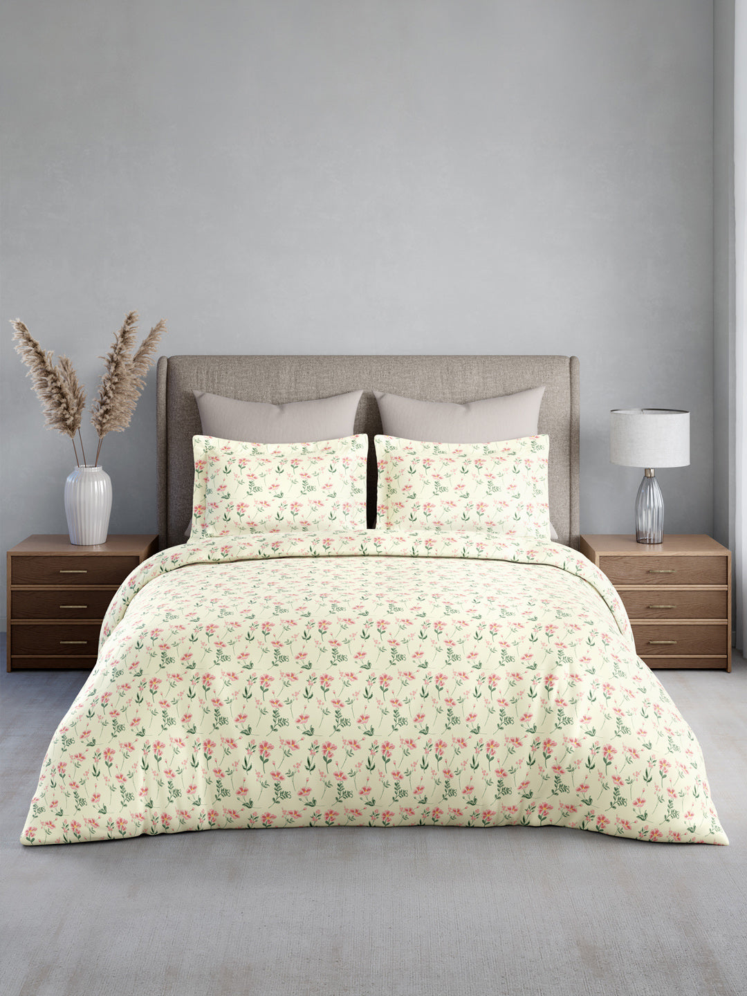 Cottage Garden 100% Cotton 300 TC King Bedsheet with 2 Pillow Covers | Printed Bedsheet Set