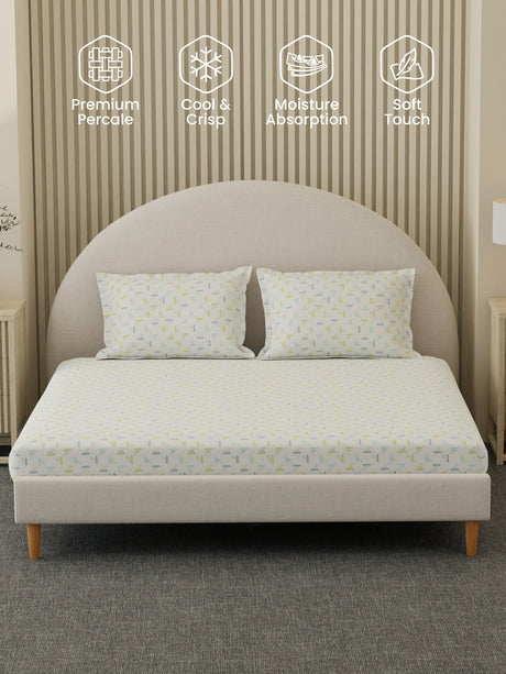 100% Cotton 300 TC, Printed King Bedsheet Set, Cottage Garden